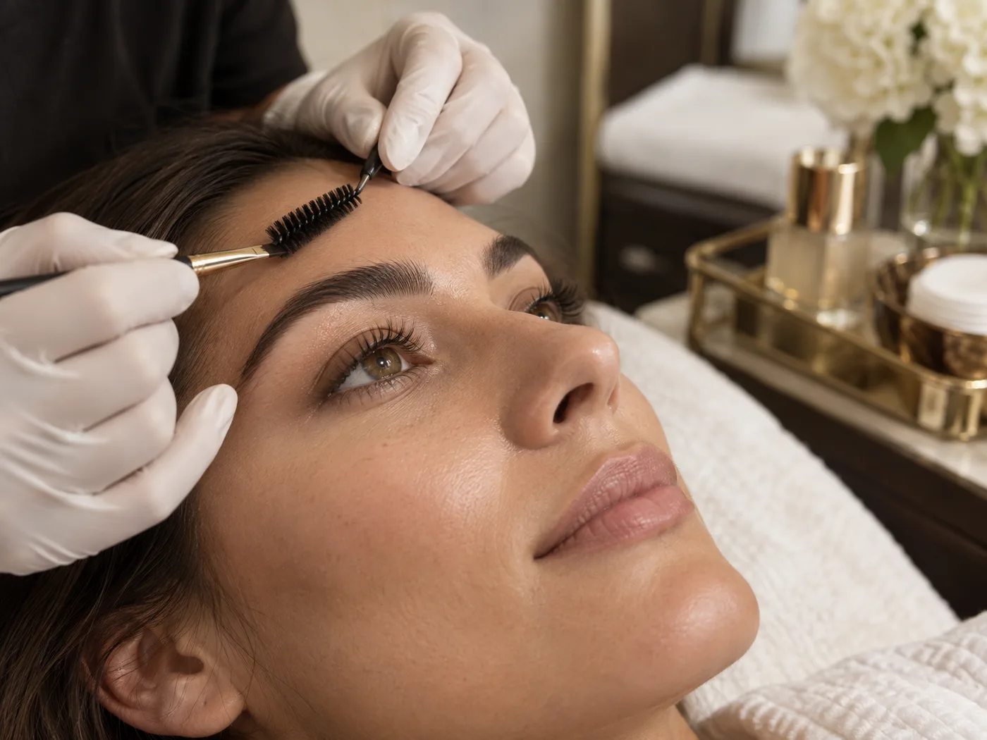 Professional brow shaping and design appointment